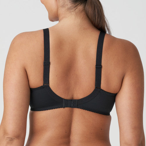 PrimaDonna Montara Full Cup Bra in black shown on a model against a white background, back view. 