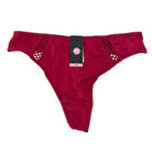 Joseph Ruffina Low Cut Microfiber Thong in red against a white background. 