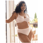 Back Appeal Seamless Bra in Rose Dust shown on a model with the matching panty. 
