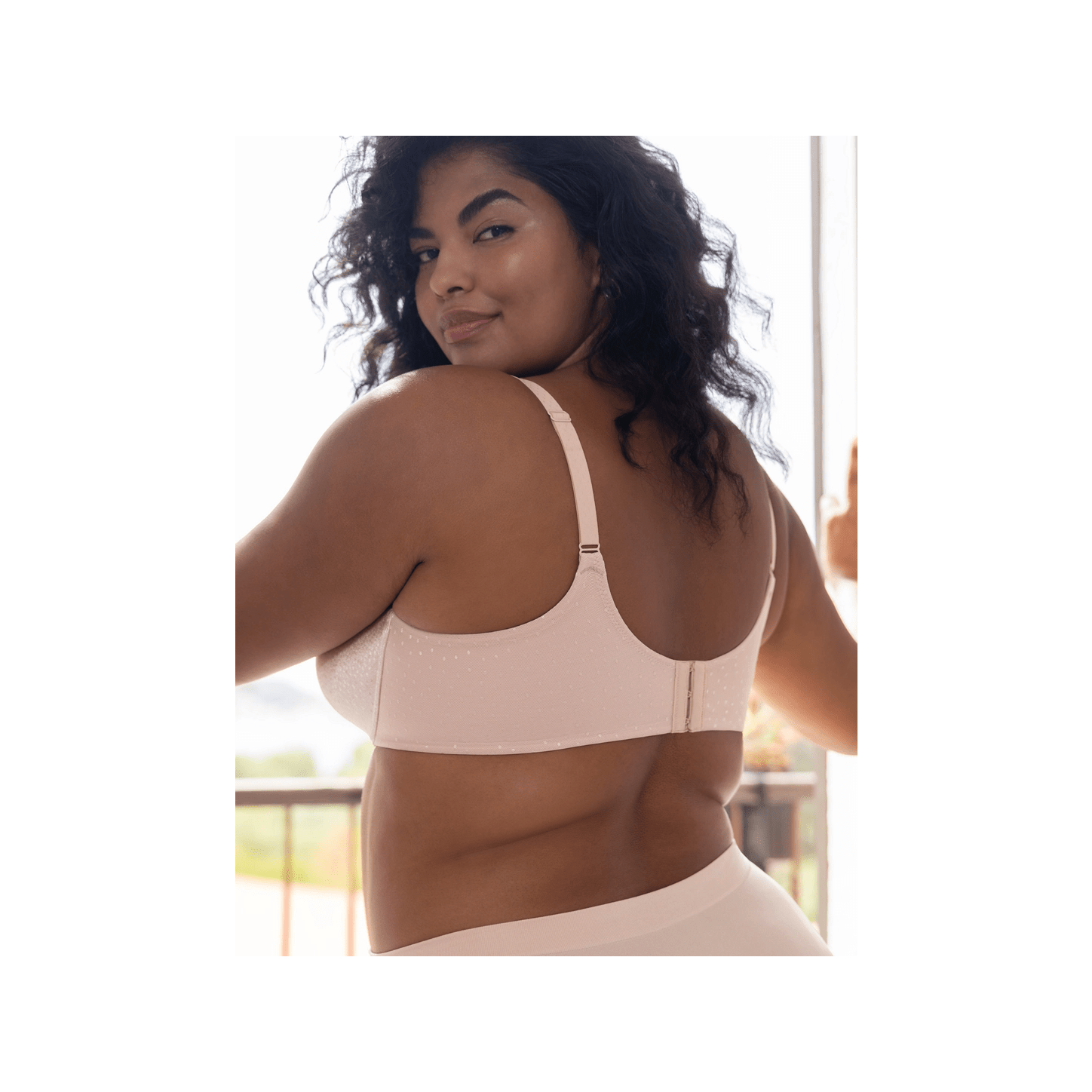 Back Appeal Seamless Bra in Rose Dust shown on a model from the back view. 