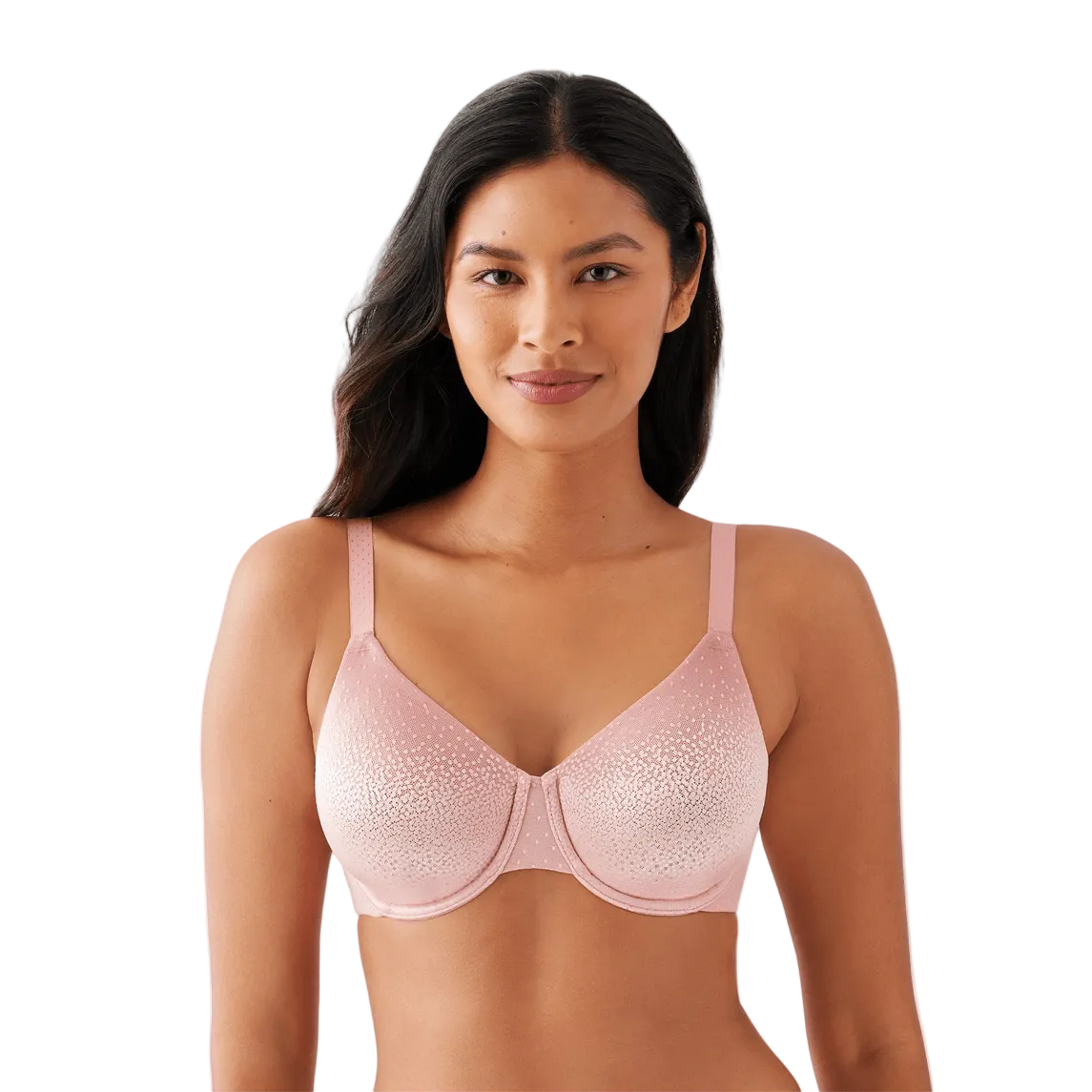 Back Appeal Seamless Bra in Rose Elegance shown on a model against a white background. 