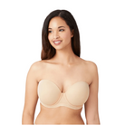 Wacoal Red Carpet Strapless Bra beige bra shown on model. 