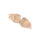 Wacoal Red Carpet Strapless Bra in beige shown on a white background with a view of the inside of the cups to show the silicone grips. 
